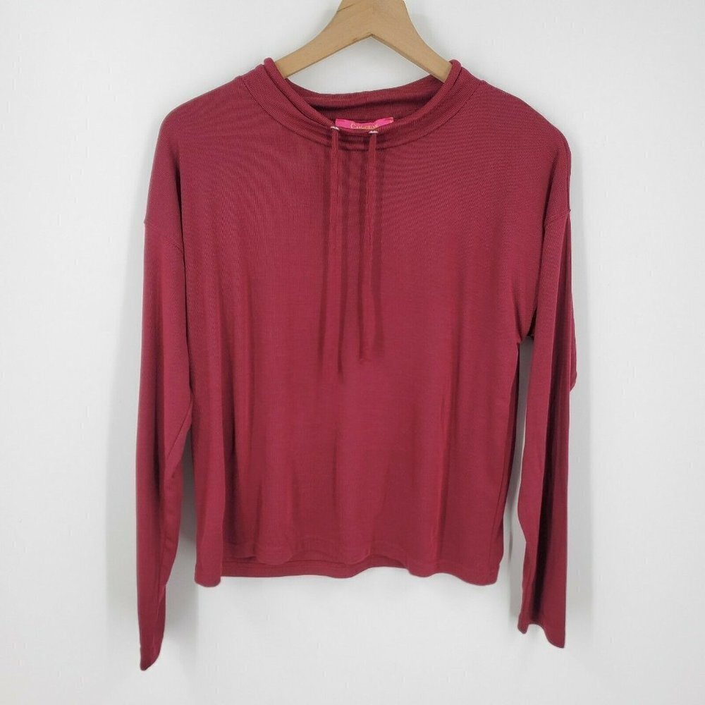 Catherine Maladrino‎ Draw Cord Mock Neck Pullover